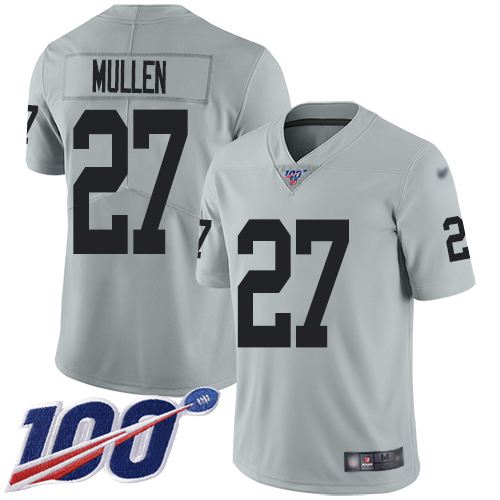 Men Oakland Raiders Limited Silver Trayvon Mullen Jersey NFL Football #27 100th Season Inverted Jersey->oakland raiders->NFL Jersey